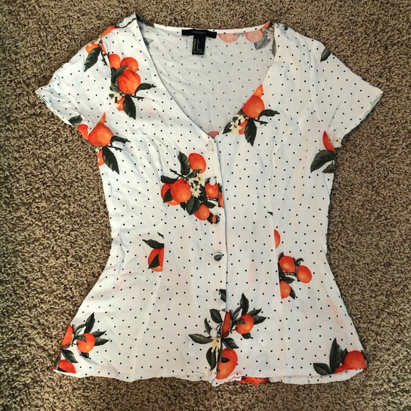 Forever 21 Tops - Polka Dot Shirt with Oranges